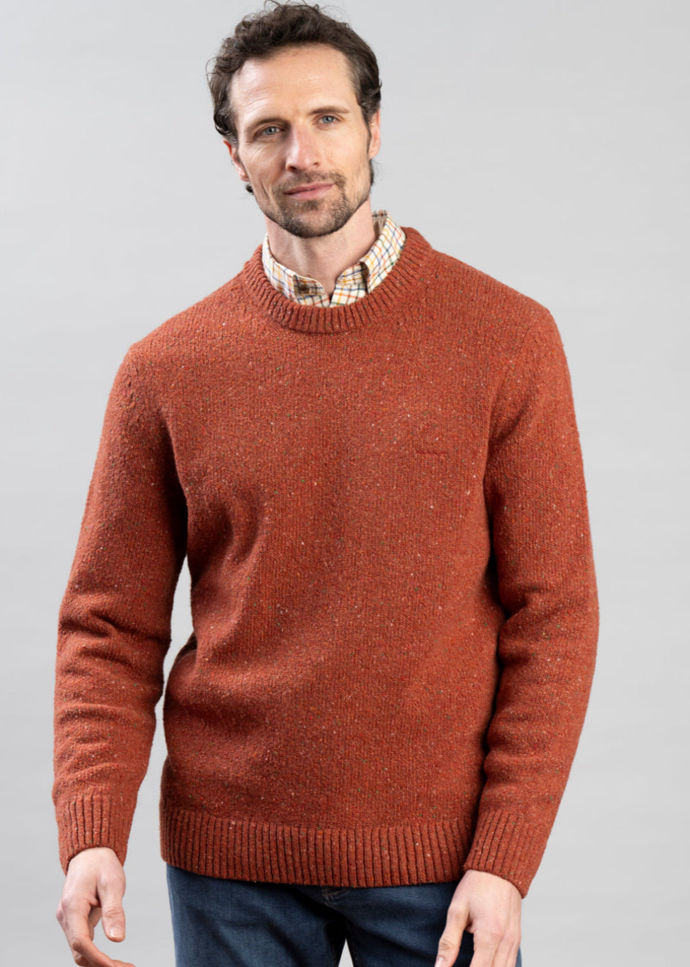 Wool Blend Neps Crew Neck