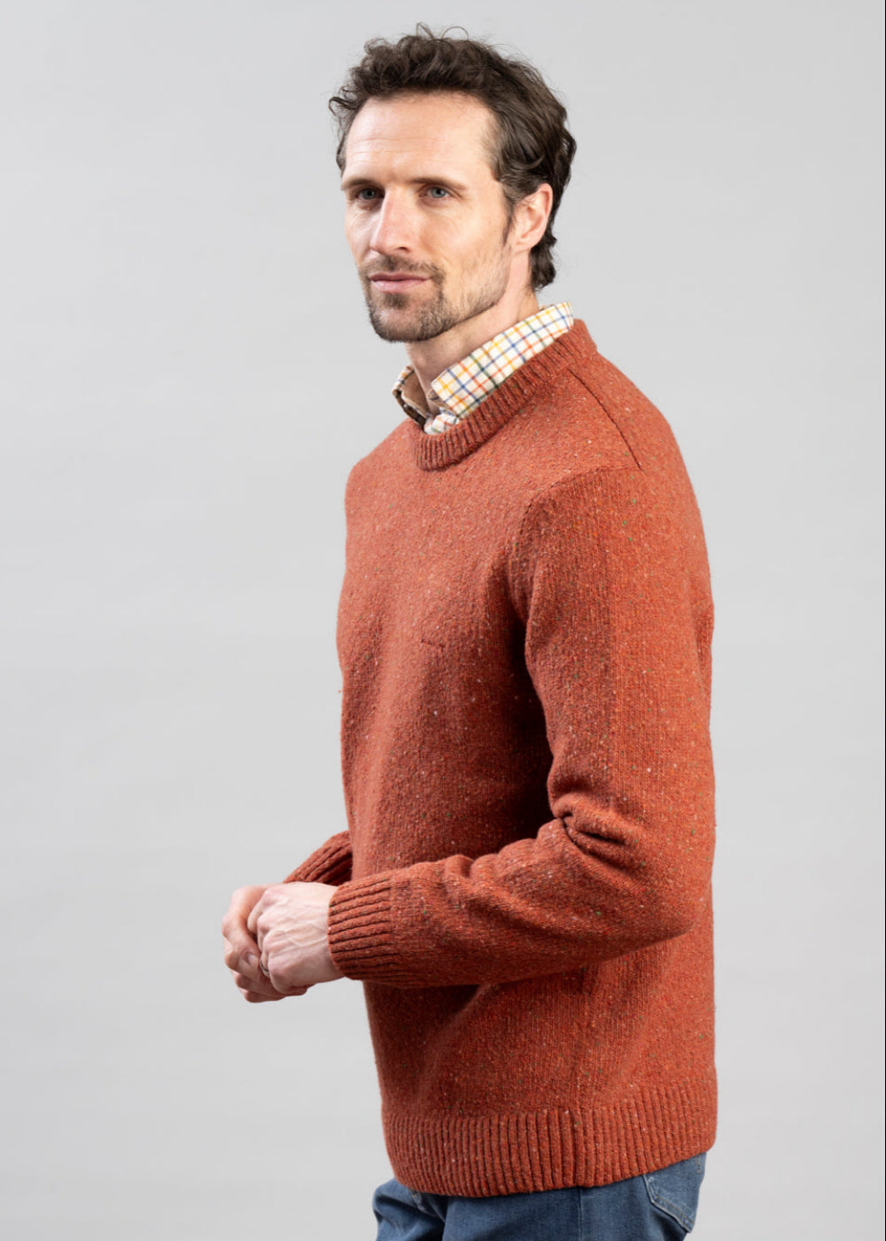 Wool Blend Neps Crew Neck