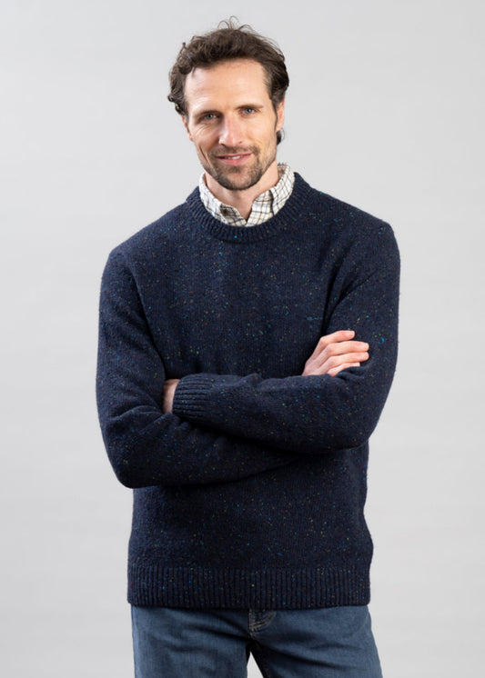 Wool Blend Neps Crew Neck