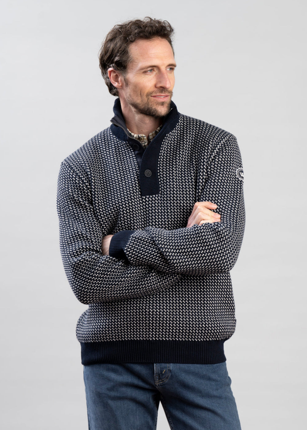 Ingvar T-Neck Windproof Jacquard Sweater