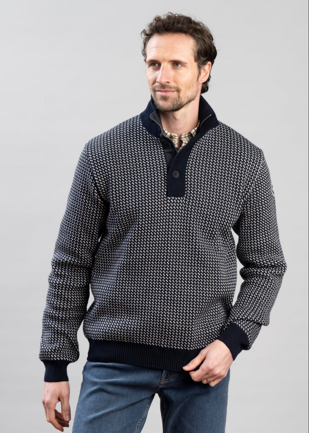 Ingvar T-Neck Windproof Jacquard Sweater