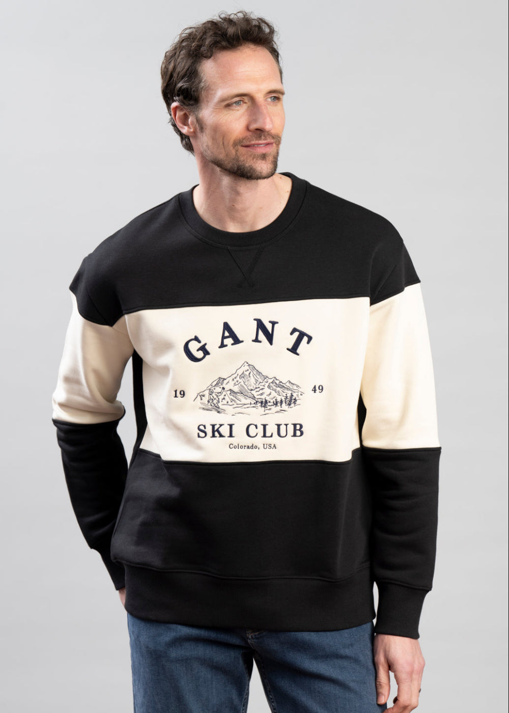 Blocked Embroidered Sweatshirt