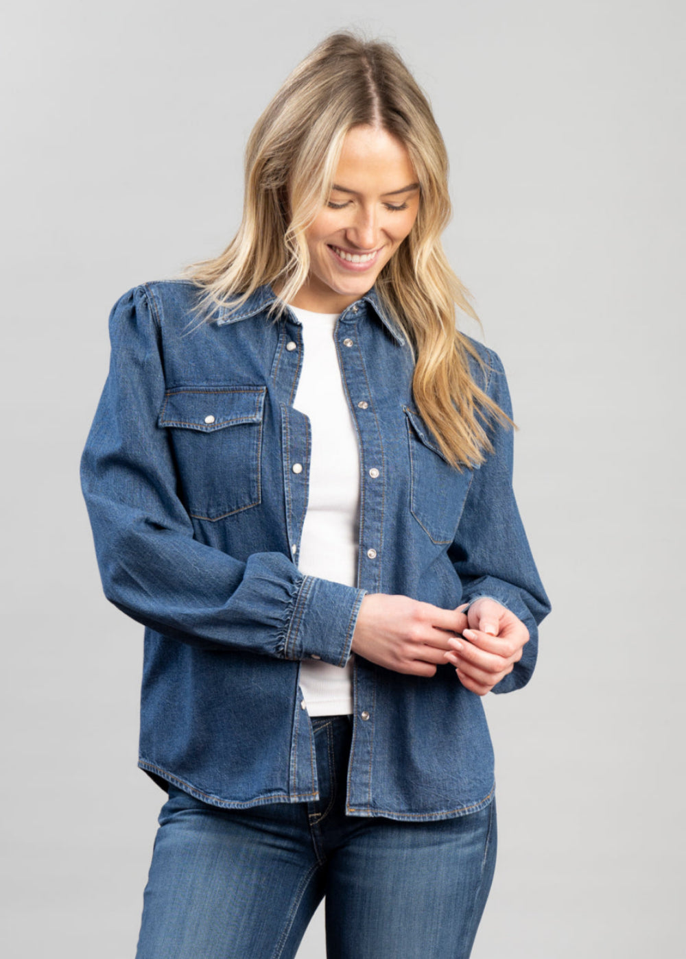 Puff Sleeve Denim Shirt