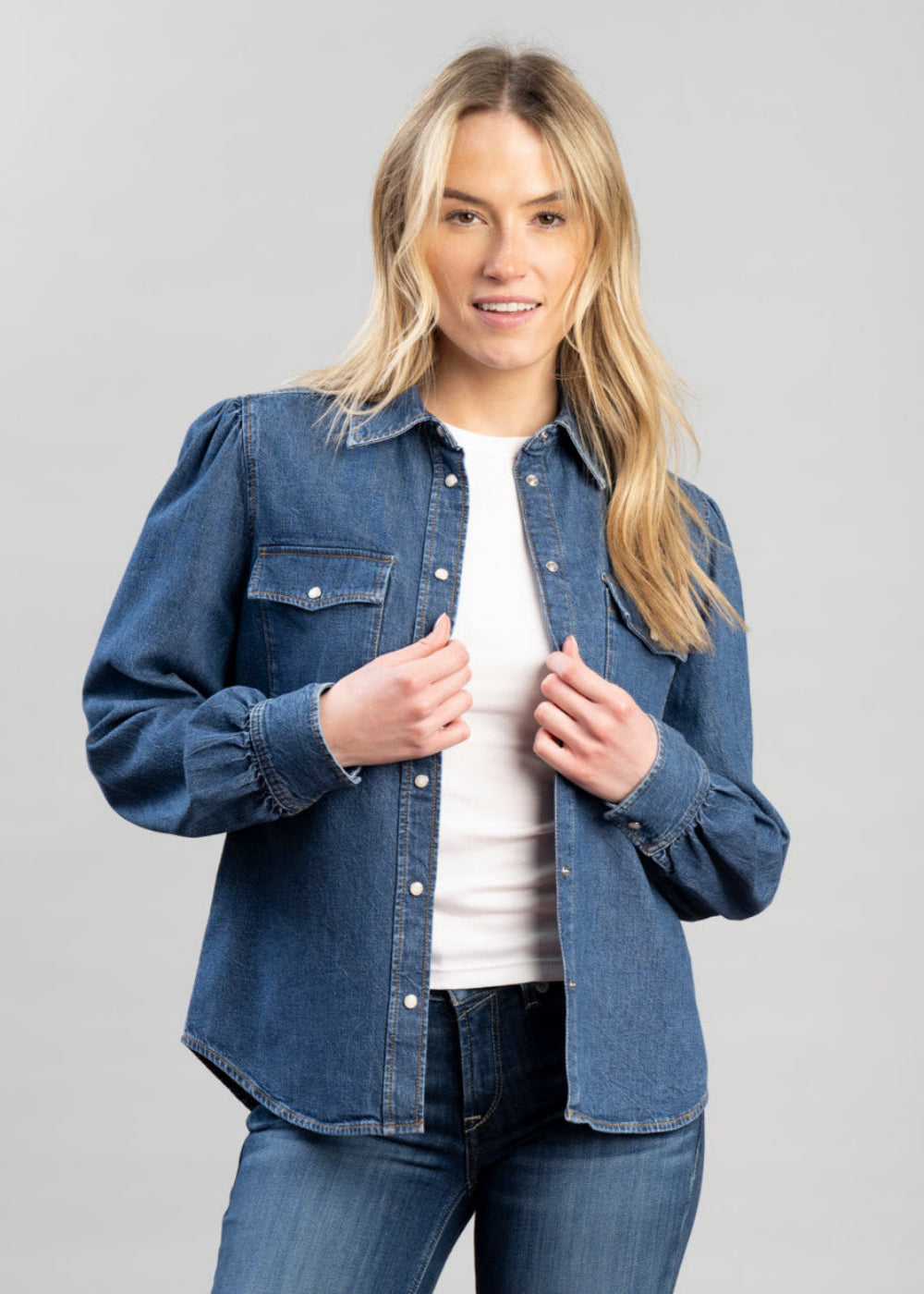 Puff Sleeve Denim Shirt