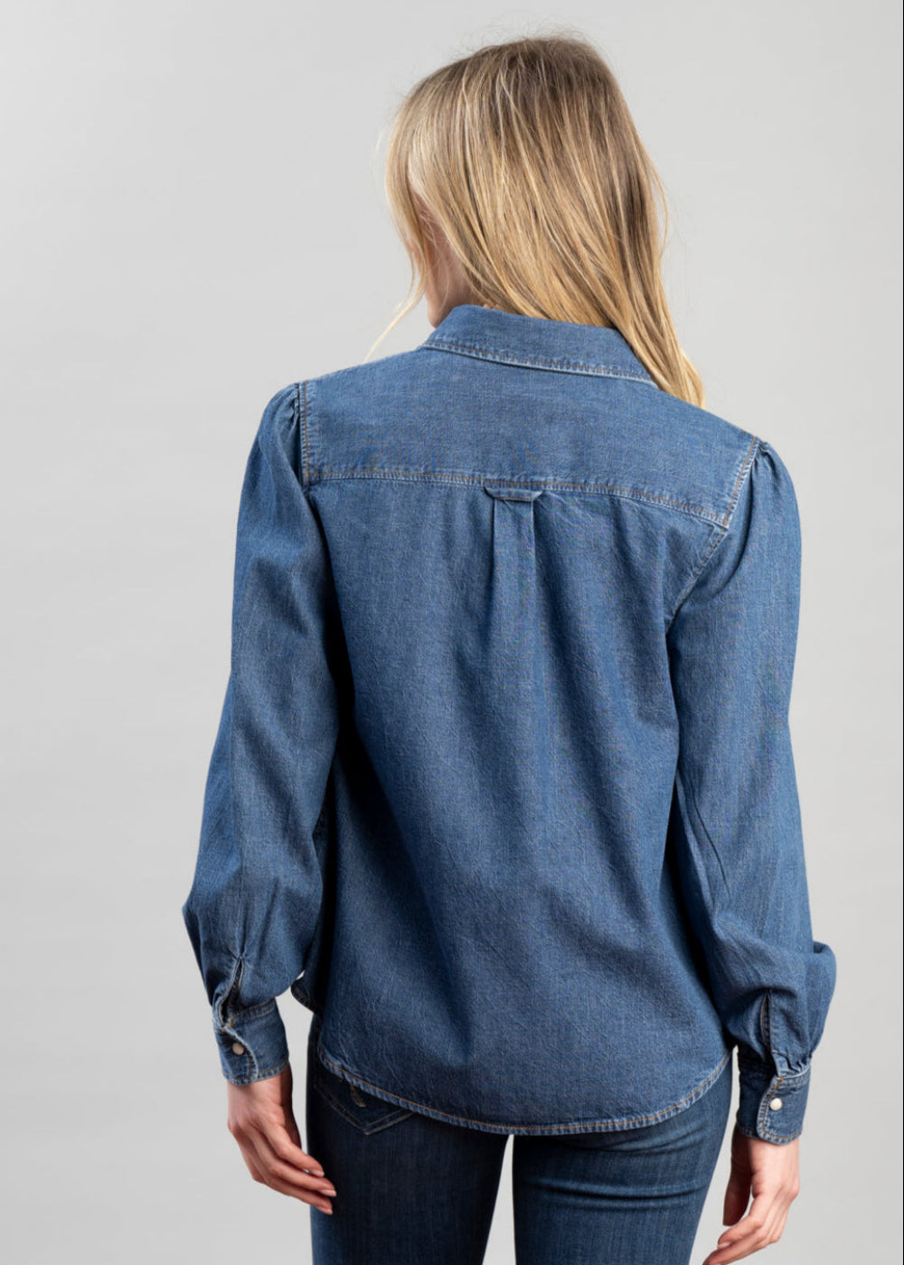Puff Sleeve Denim Shirt