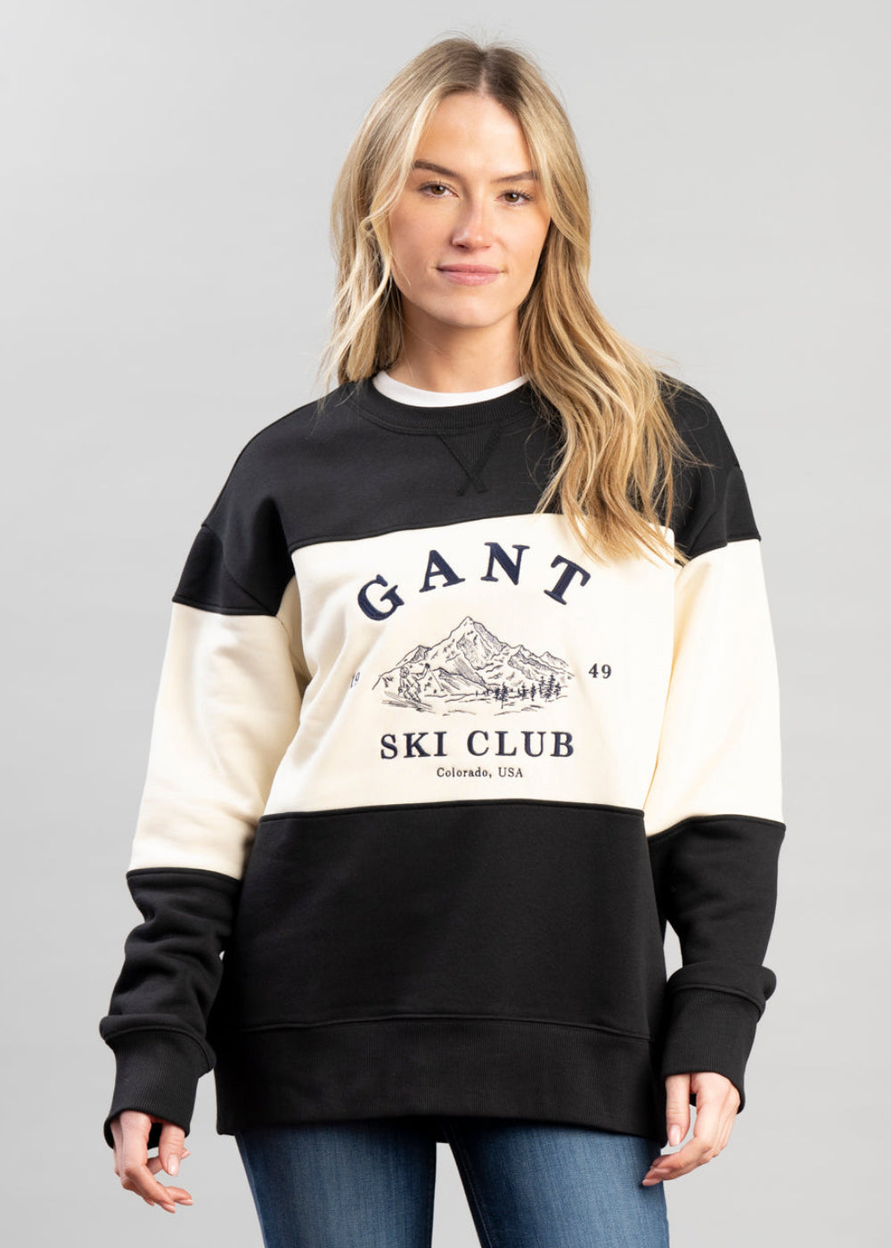 Blocked Embroidered Sweatshirt