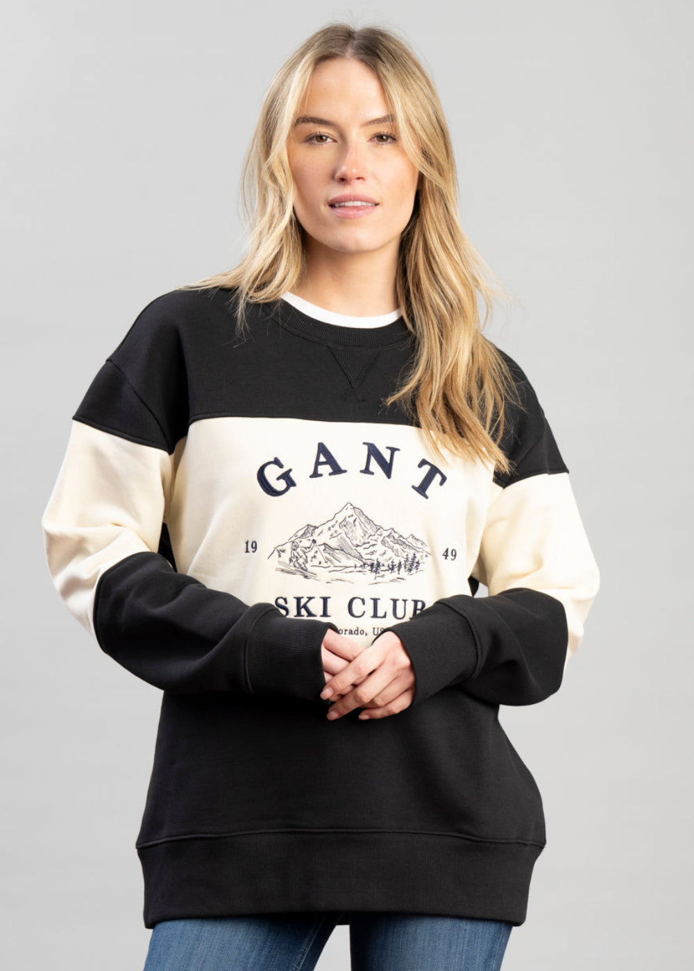 Blocked Embroidered Sweatshirt