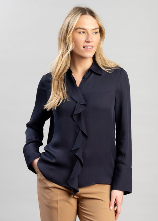 Crepe Viscose Ruffle Blouse