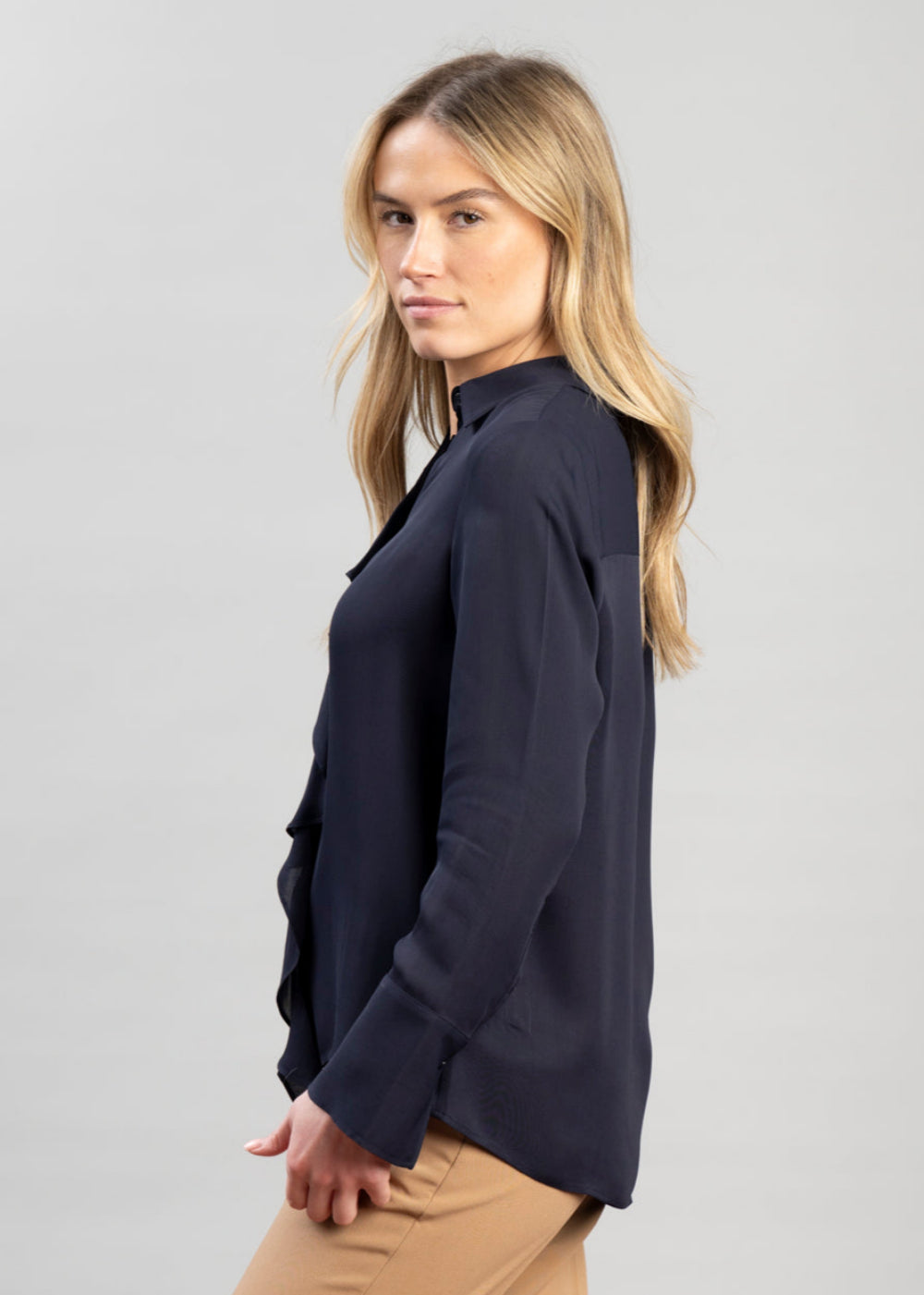 Crepe Viscose Ruffle Blouse