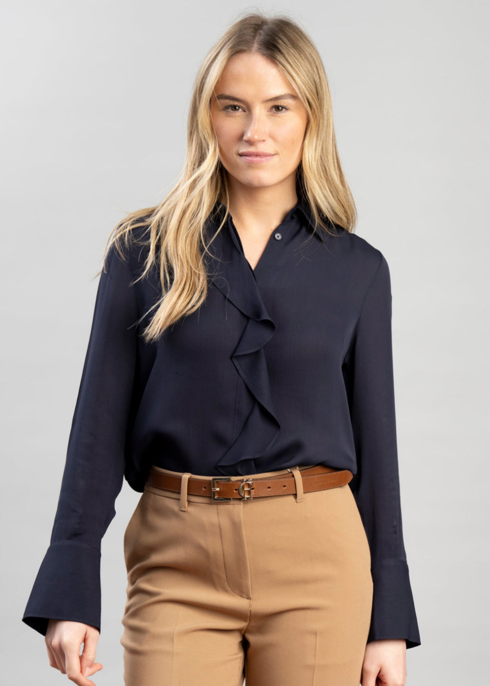 Crepe Viscose Ruffle Blouse