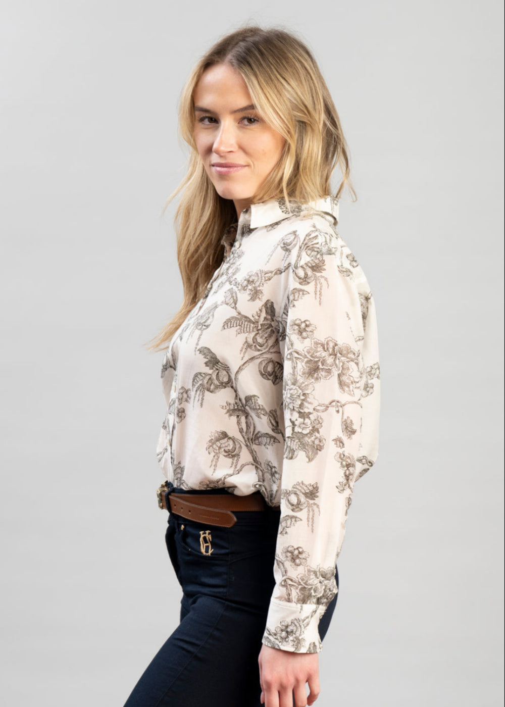 Tree Print Cotton Silk Shirt