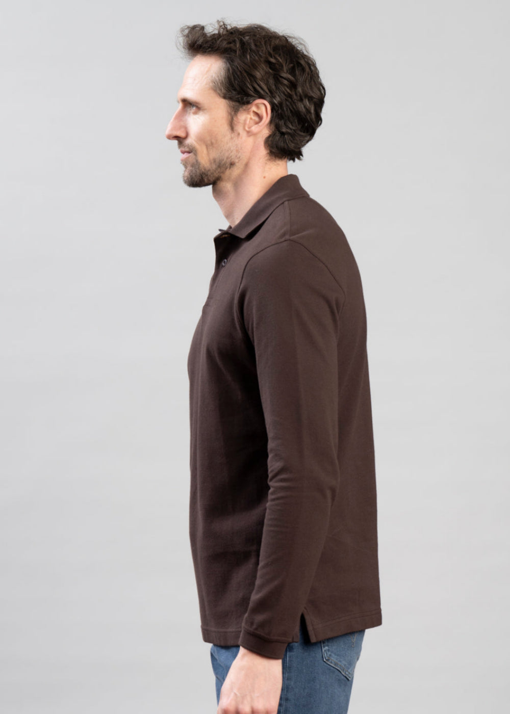 Essential Long Sleeved Tartan Pique Polo Shirt