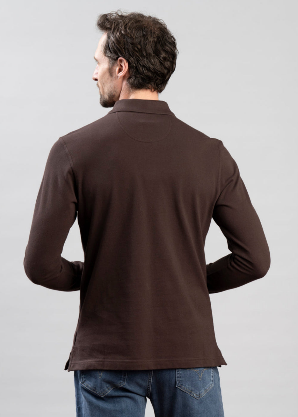 Essential Long Sleeved Tartan Pique Polo Shirt