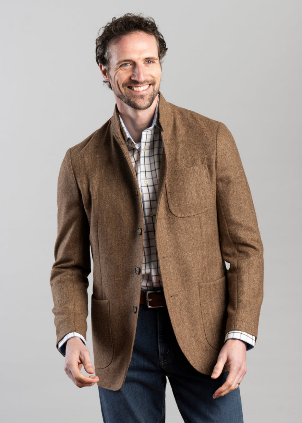 Taylor & Twill St Andrews Tweed Jacket – Brown Herringbone – Humes