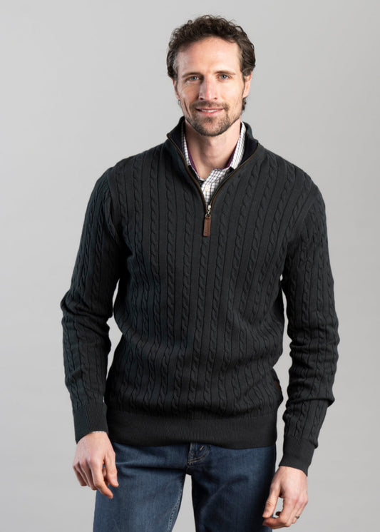 Calton Cotton Cashmere Cable 1/4 Zip Jumper
