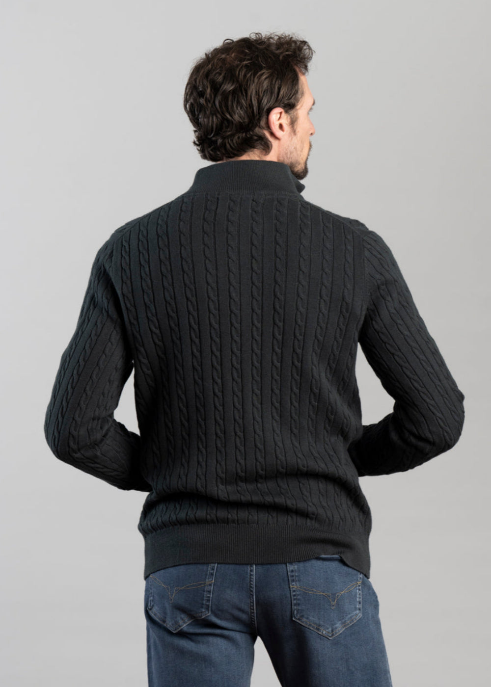 Calton Cotton Cashmere Cable 1/4 Zip Jumper