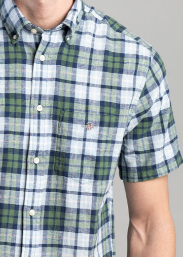 Cotton Linen Check Short Sleeve Shirt