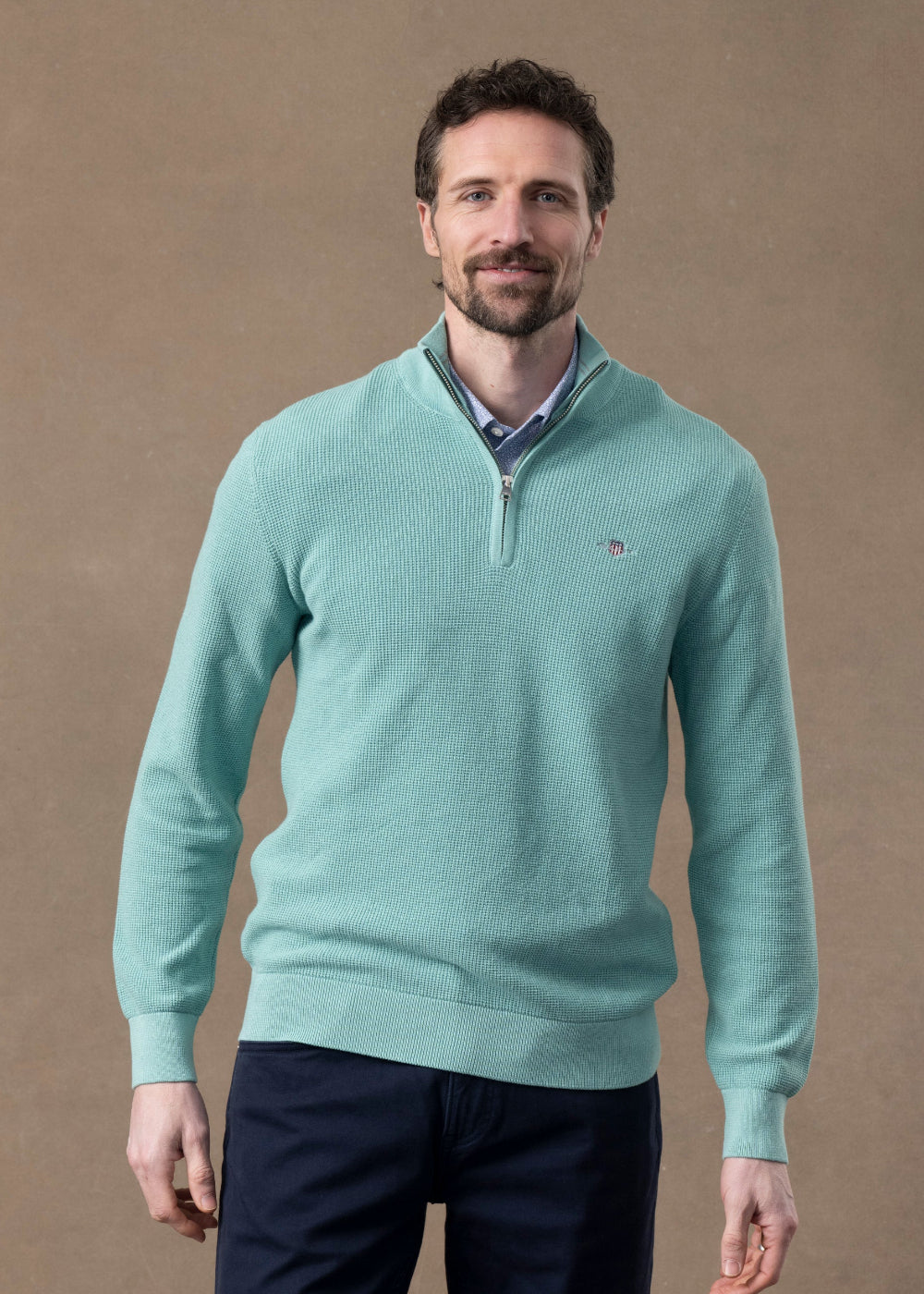 Micro Textured Cotton Half Zip