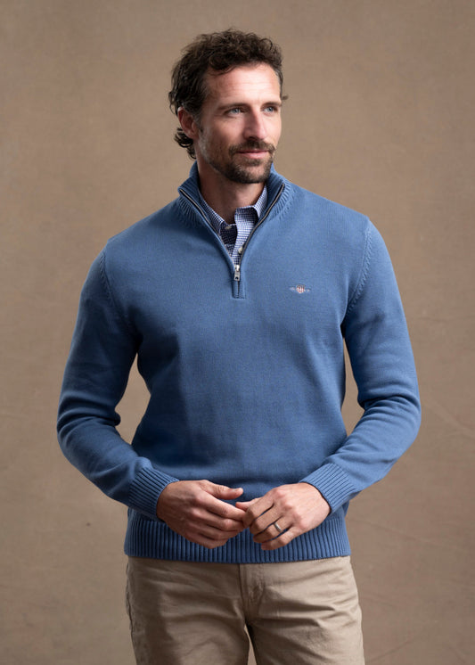 Cotton Knit Half Zip Sweater