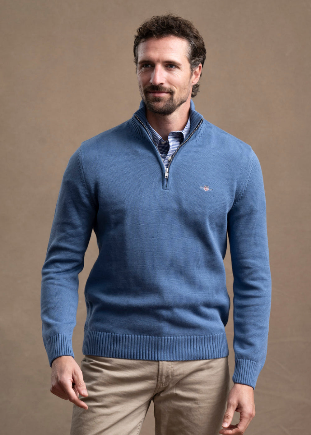 Cotton Knit Half Zip Sweater