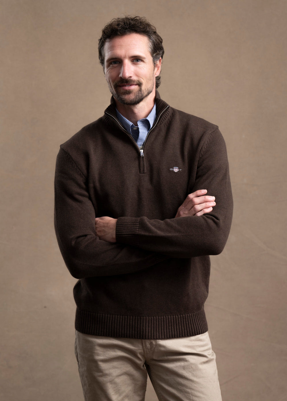Cotton Knit Half Zip Sweater