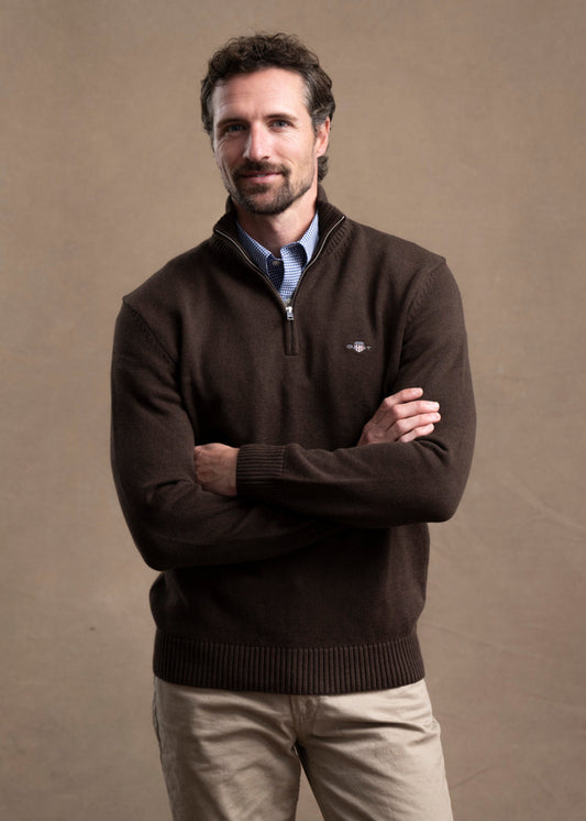 Cotton Knit Half Zip Sweater