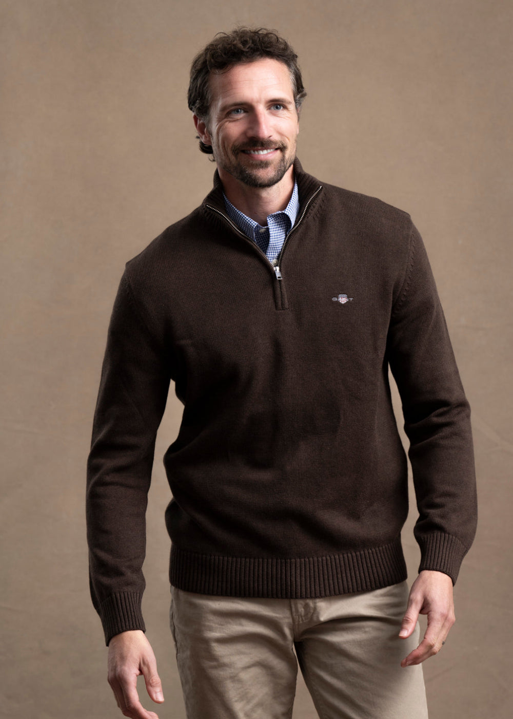 Cotton Knit Half Zip Sweater