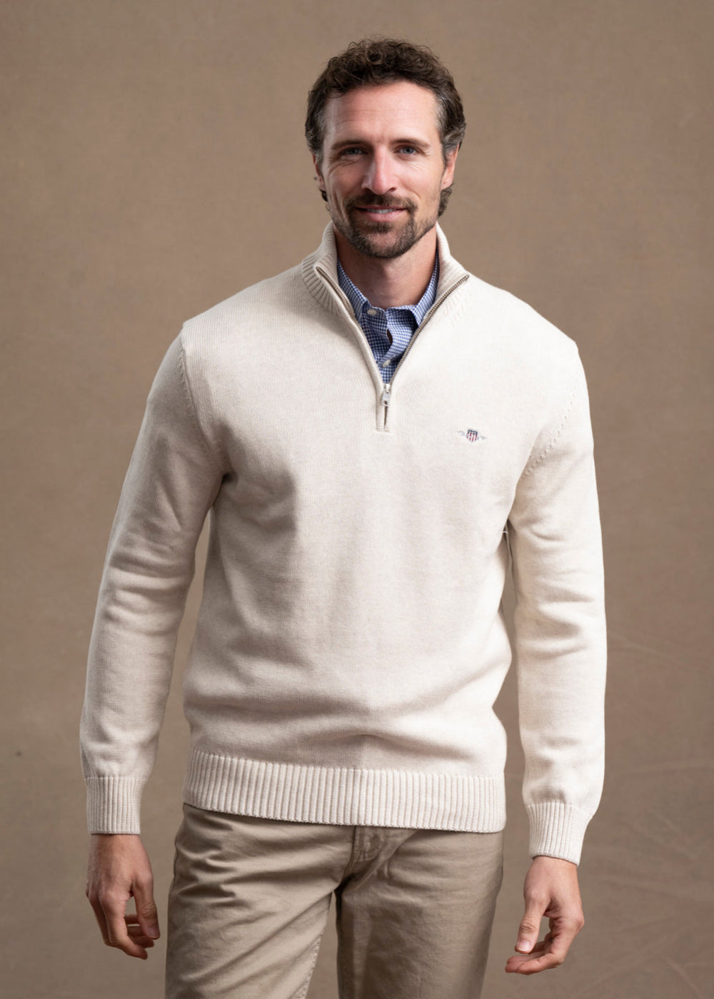 Cotton Knit Half Zip Sweater