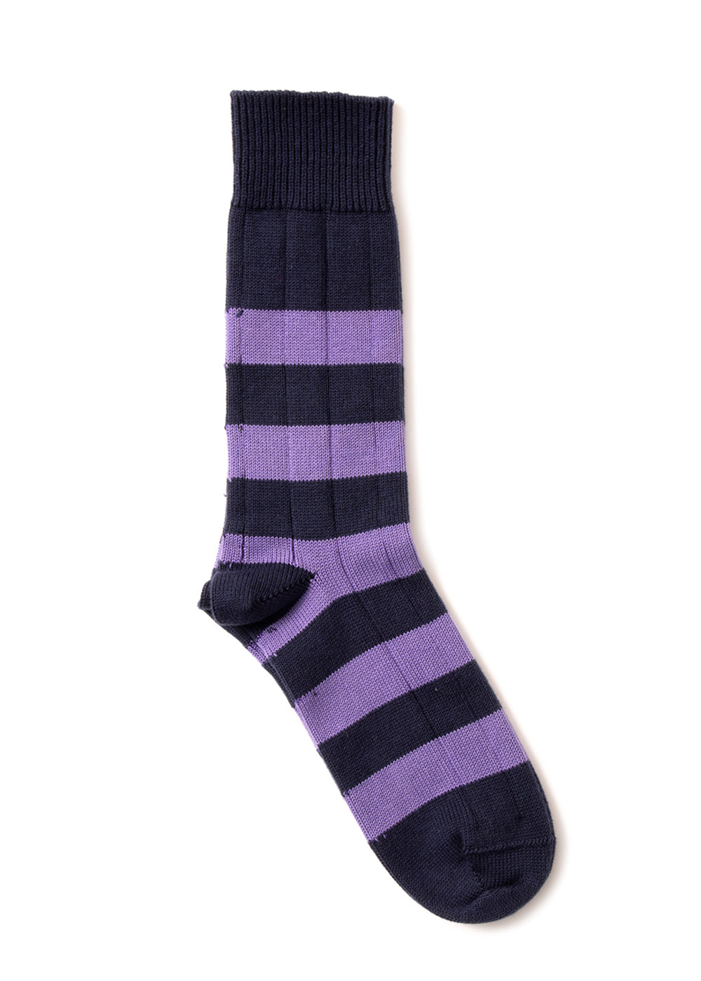 Rugger Stripe Socks - Navy and Aubergine