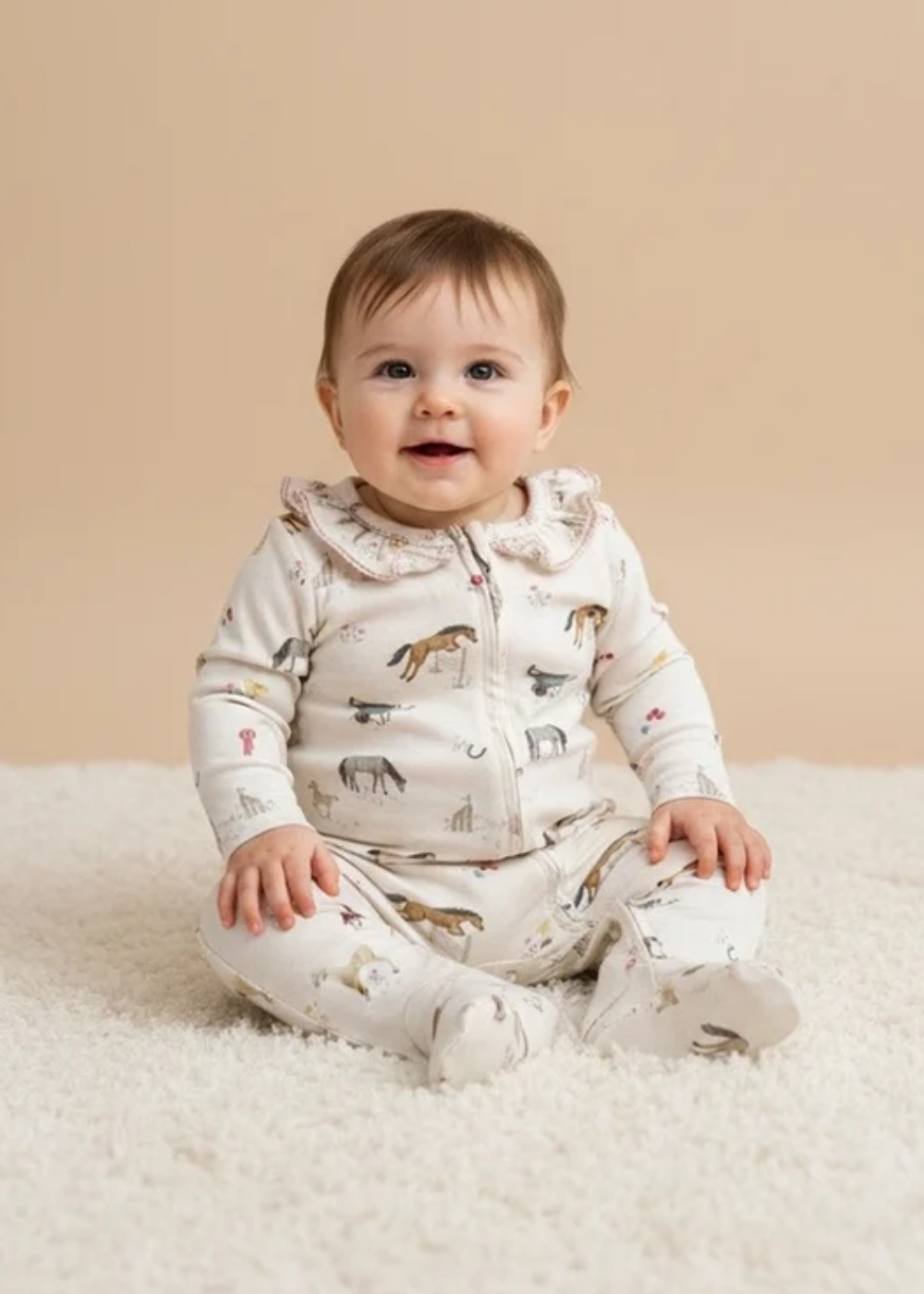 Pony Print Frill Zip Style Sleepsuit