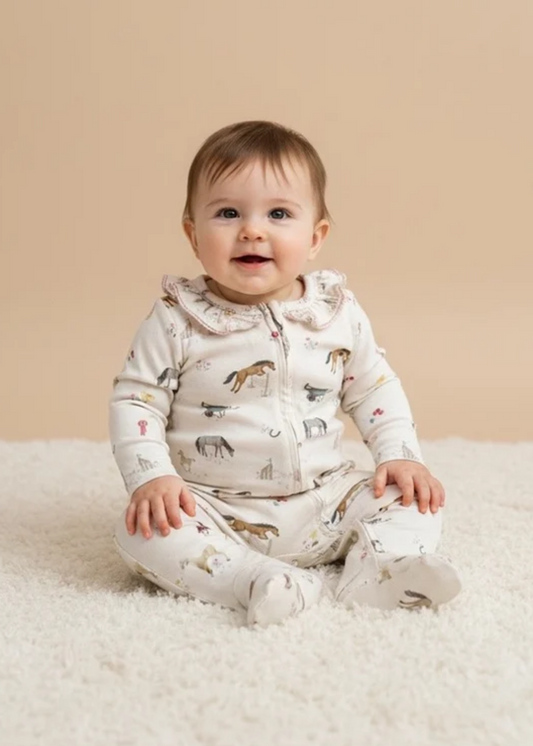 Pony Print Frill Zip Style Sleepsuit