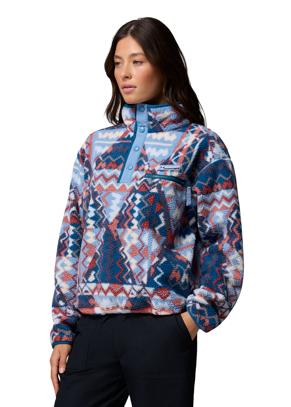 Helvetia II Printed Cropped Half Snap Fleece