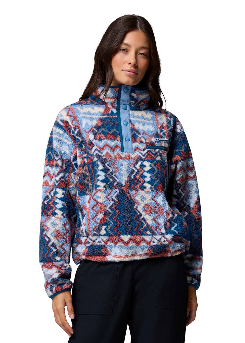 Helvetia II Printed Cropped Half Snap Fleece