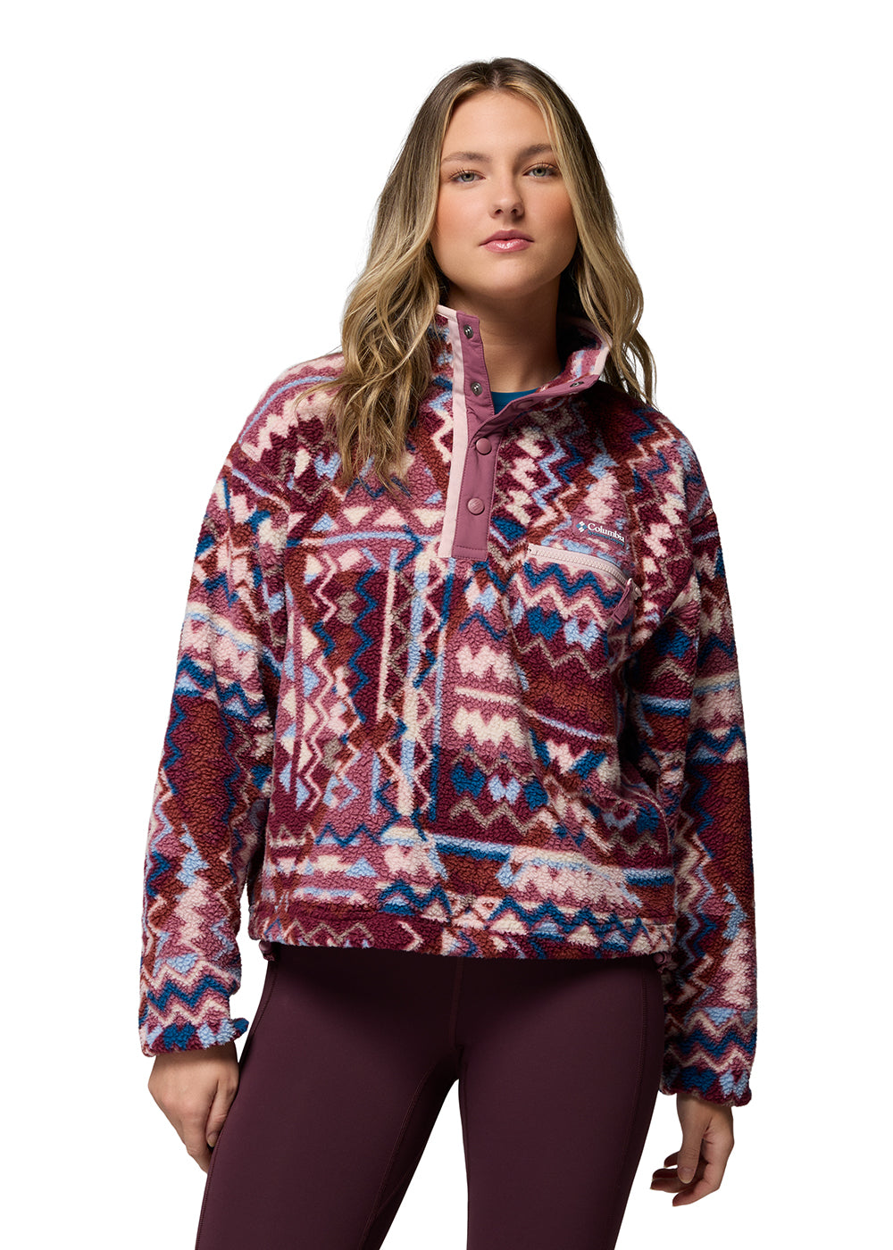 Helvetia II Printed Cropped Half Snap Fleece
