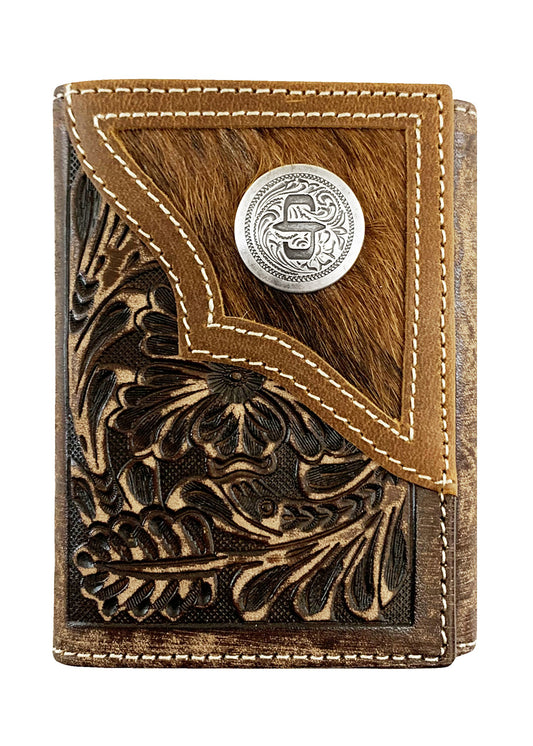 Hair-On-Hide Concho Leather Bi-fold Wallet