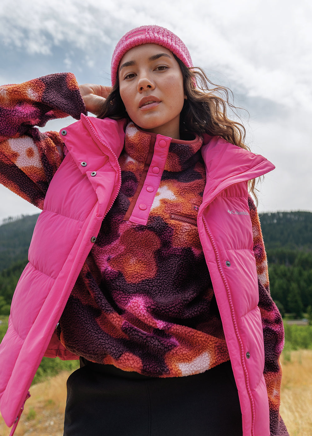 Helvetia II Printed Cropped Half Snap Fleece