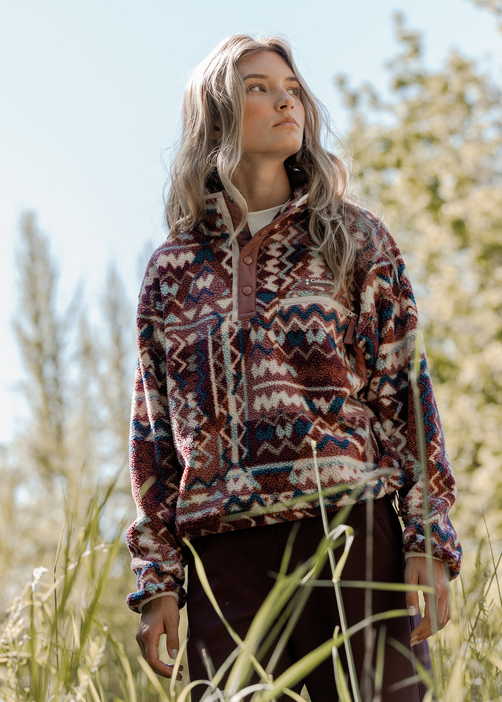Helvetia II Printed Cropped Half Snap Fleece
