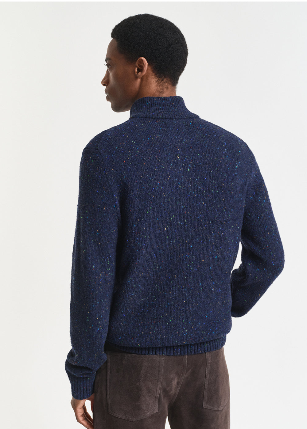Wool Blend Neps Half Buttoned Jumper