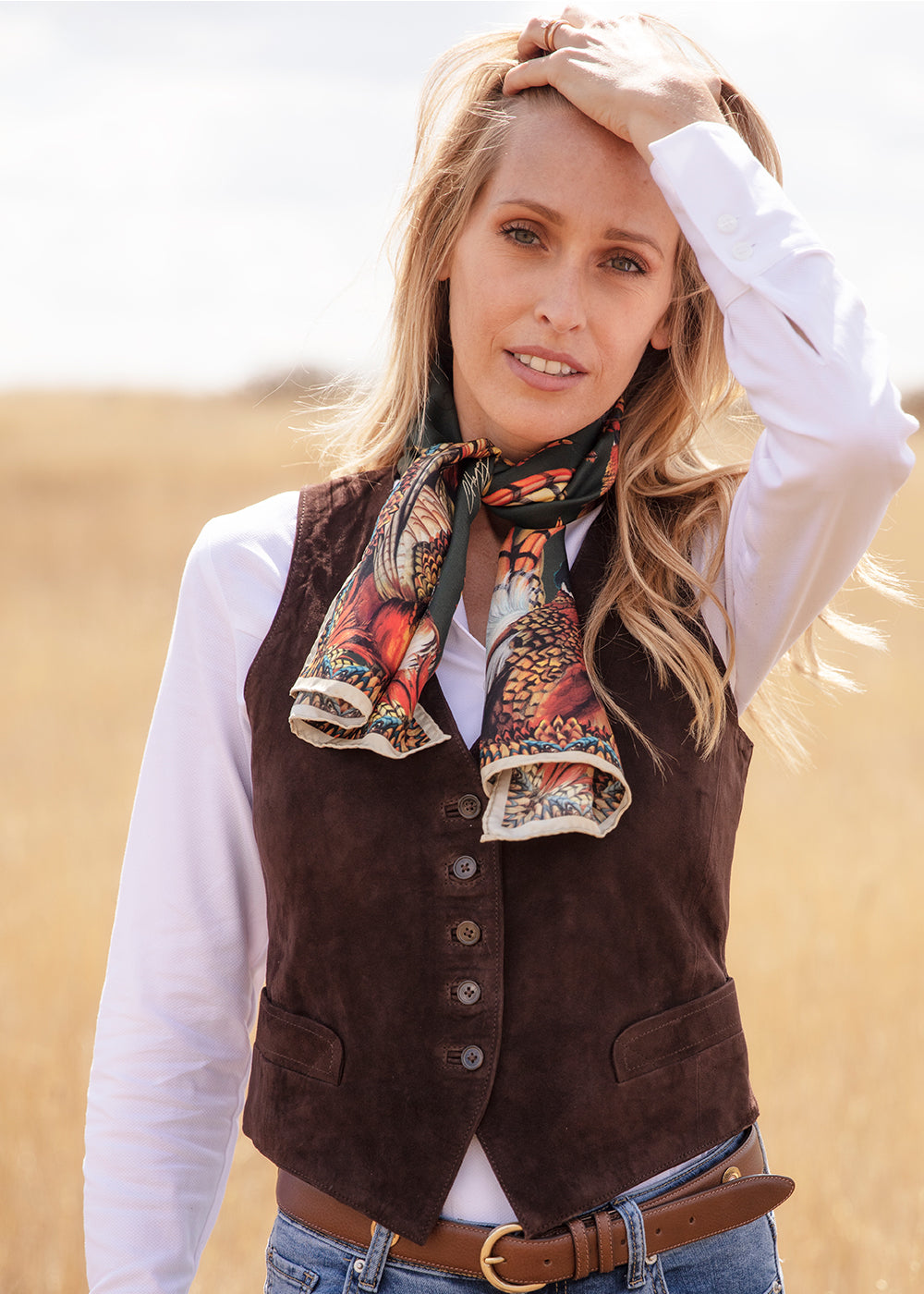 Heads or Tails Narrow Silk Scarf