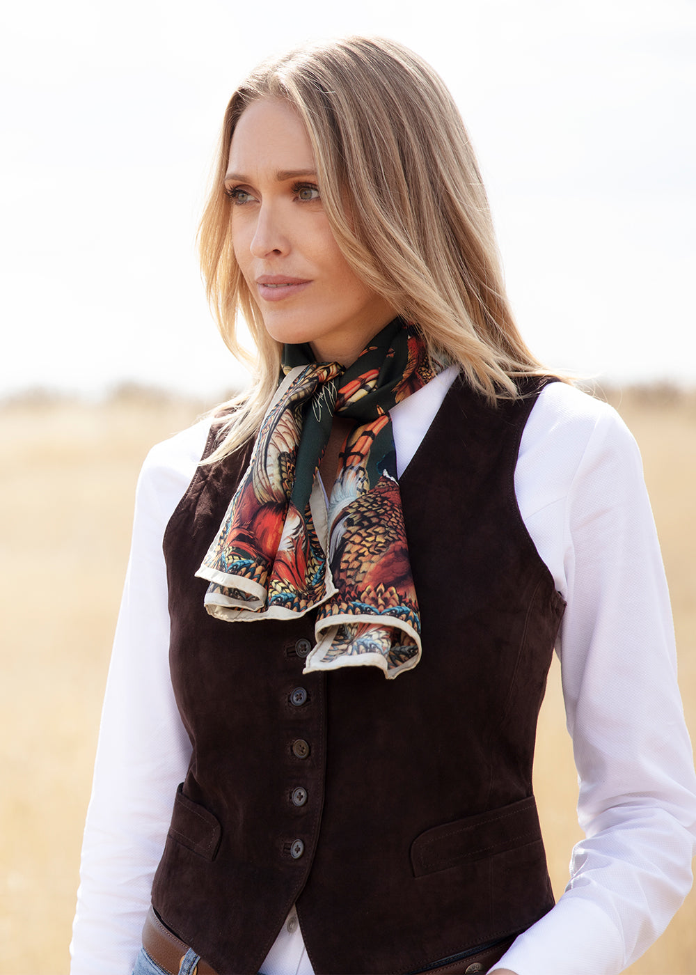 Heads or Tails Narrow Silk Scarf