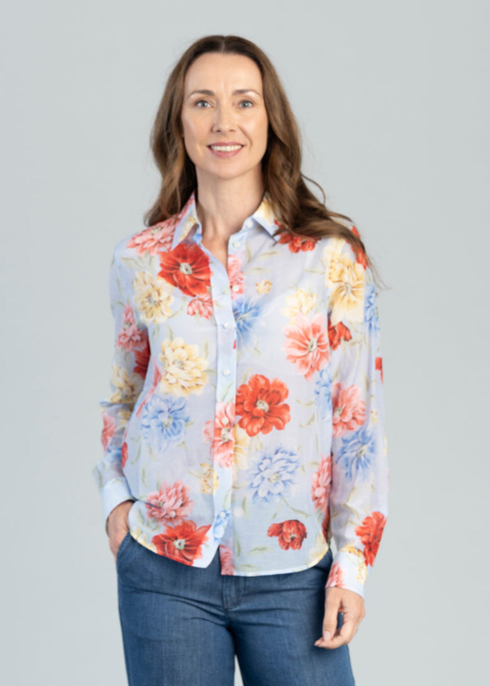 Floral Print Cotton Silk Shirt