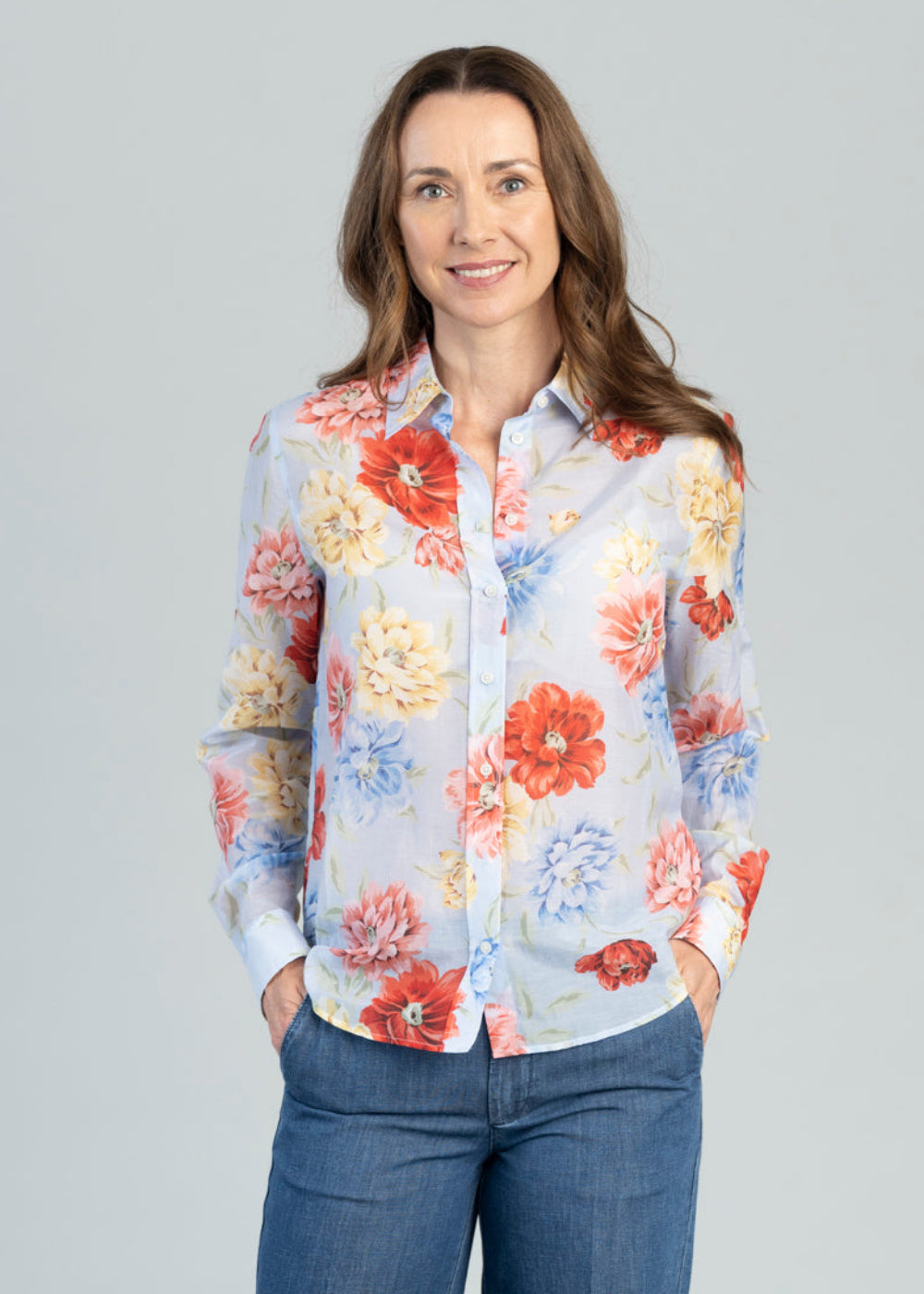 Floral Print Cotton Silk Shirt