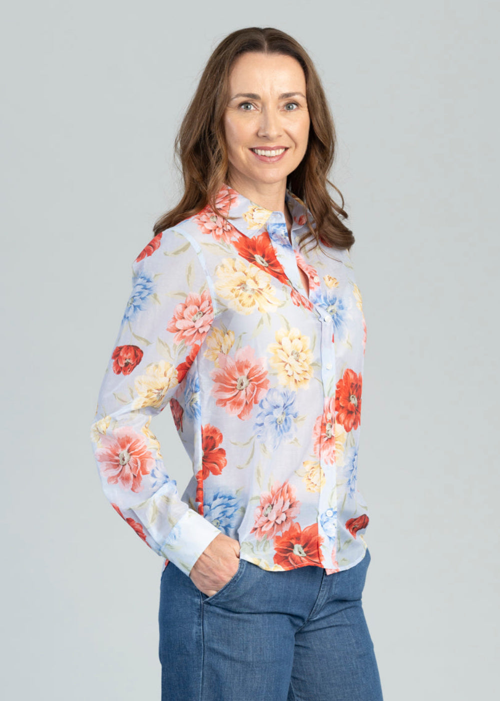 Floral Print Cotton Silk Shirt
