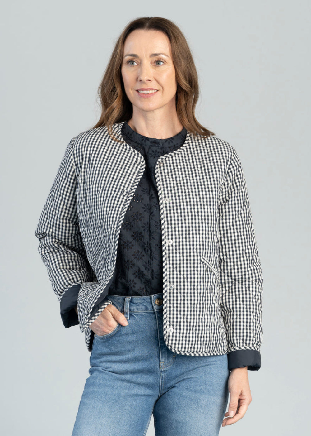 Cashel Collarless Quilted Jacket