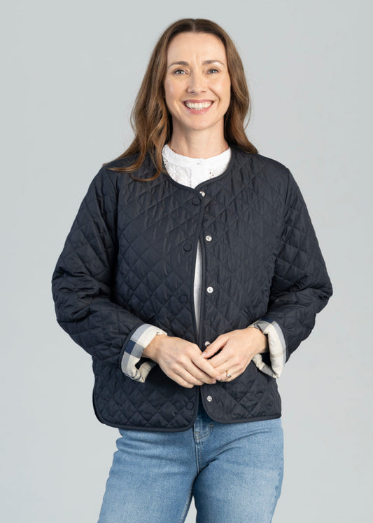 Cashel Collarless Quilted Jacket