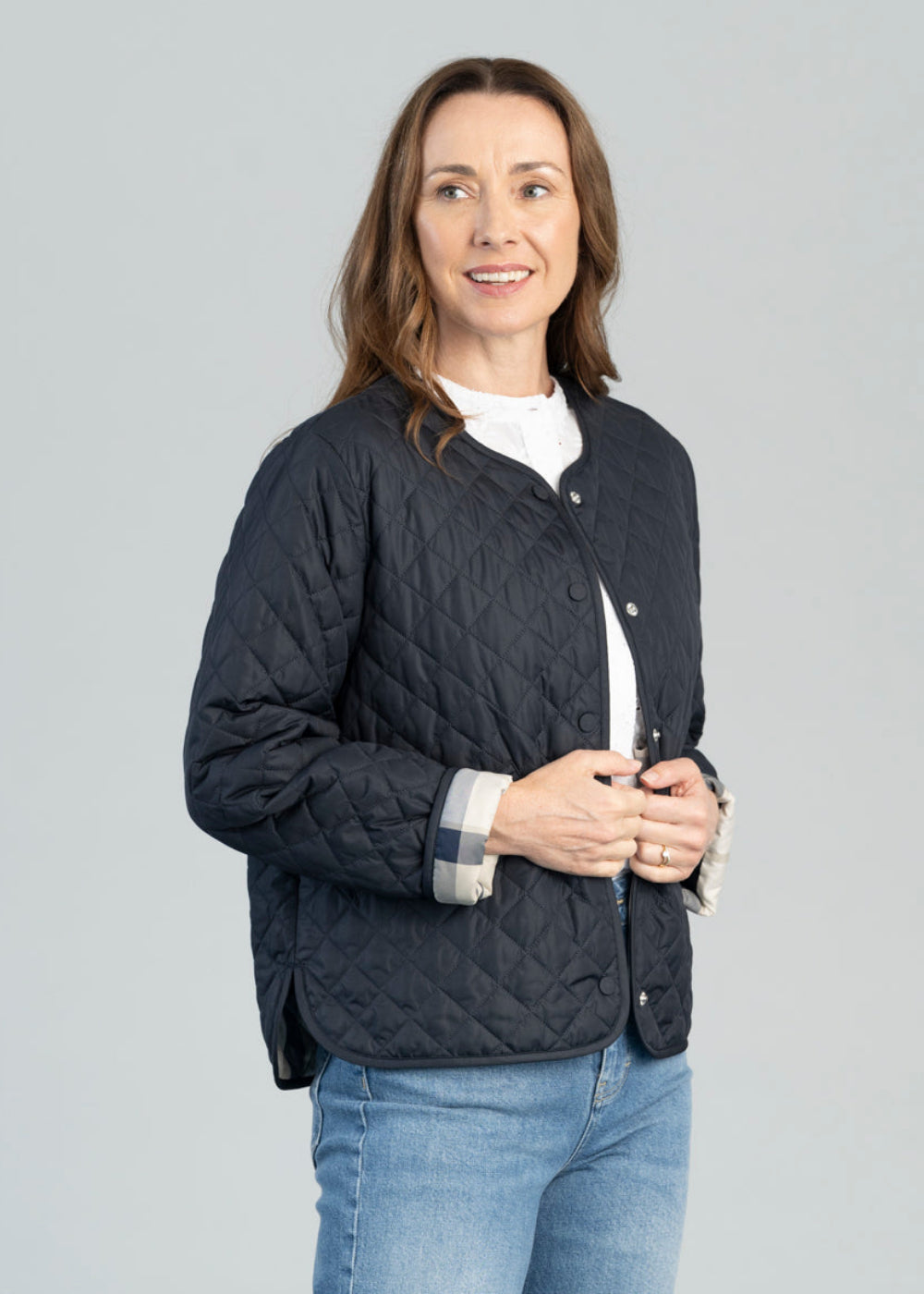 Cashel Collarless Quilted Jacket