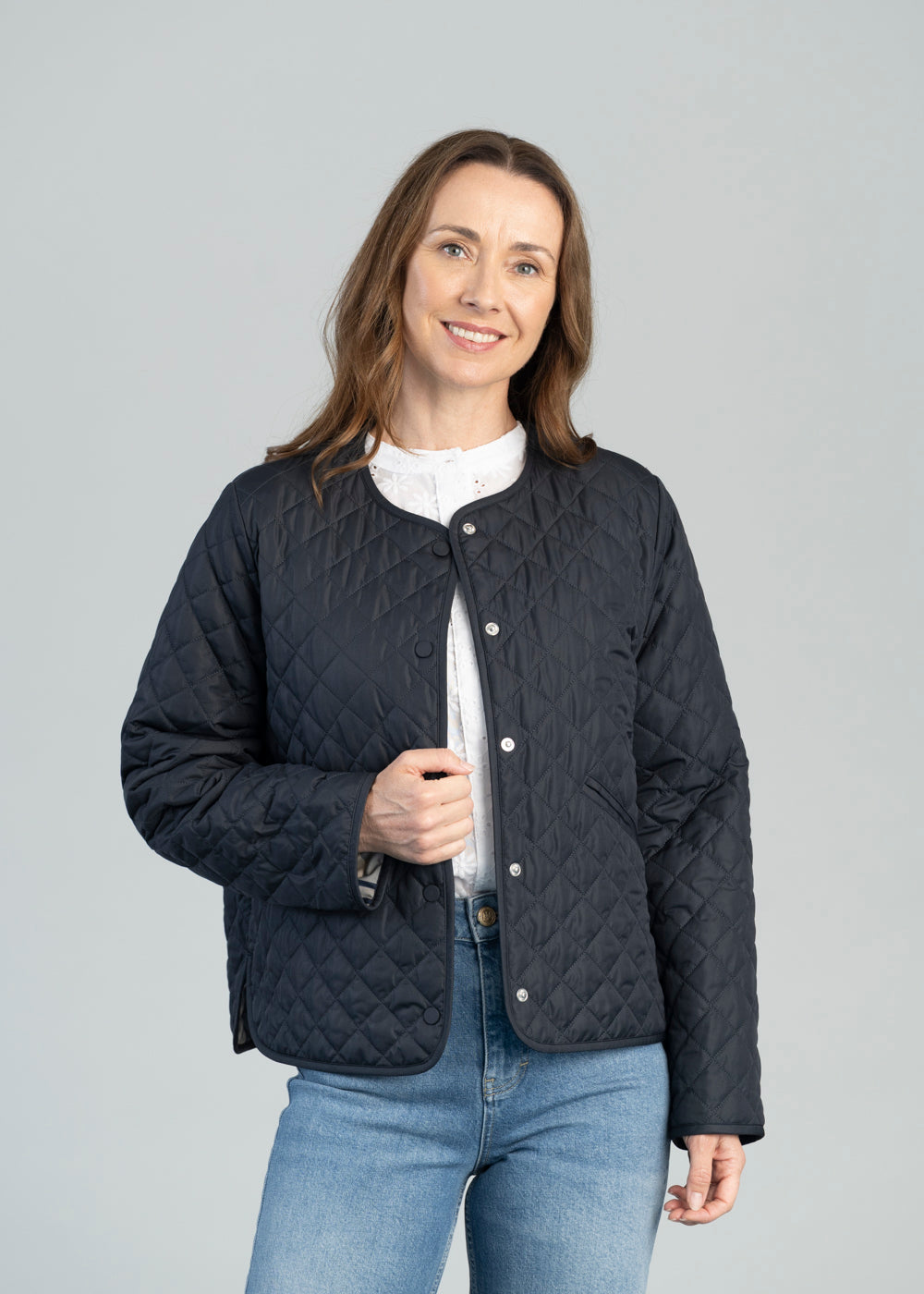 Cashel Collarless Quilted Jacket