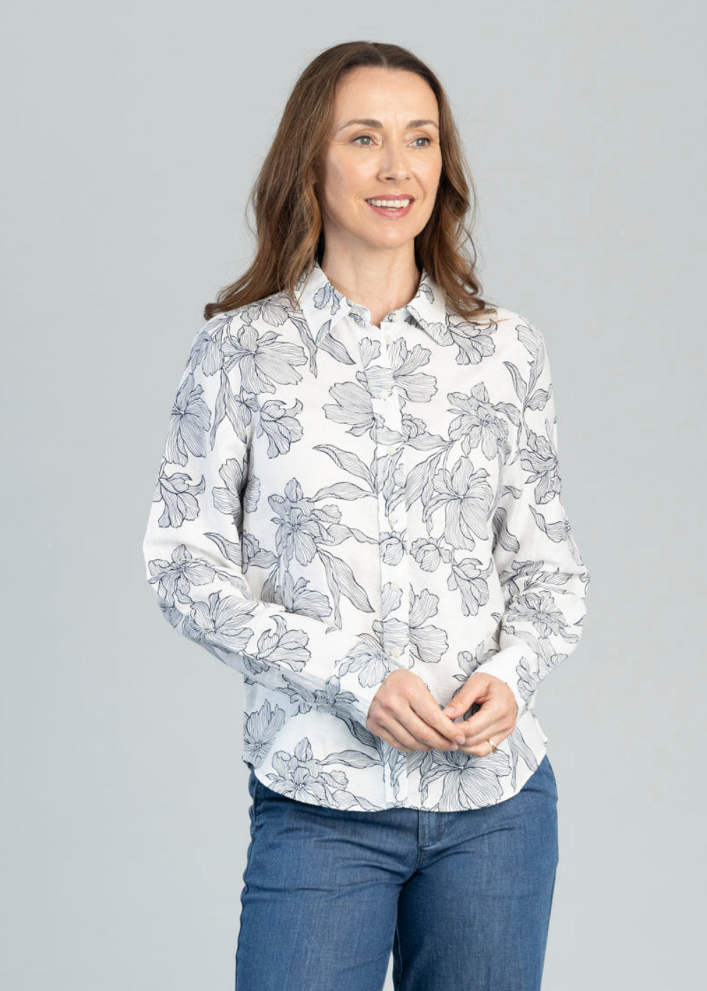 Floral Print Linen Silk Shirt