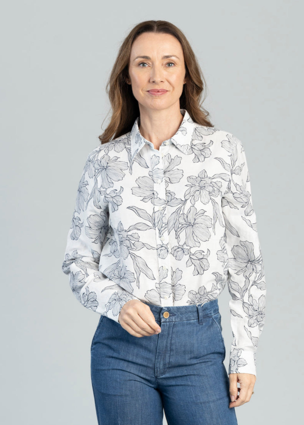 Floral Print Linen Silk Shirt
