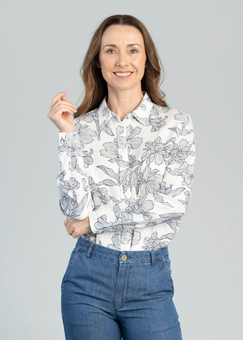 Floral Print Linen Silk Shirt